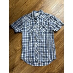 Bullhead Shirt Mens Medium Pearl Snap Western Style Short Sleeve Cotton Pockets